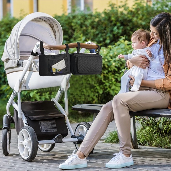 Black Double Stroller Organizer with Cup Holders - Picture 6 of 8